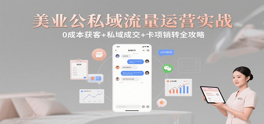 美业公私域流量运营实战：0成本获客+私域成交+卡项销转全攻略-讯领网创
