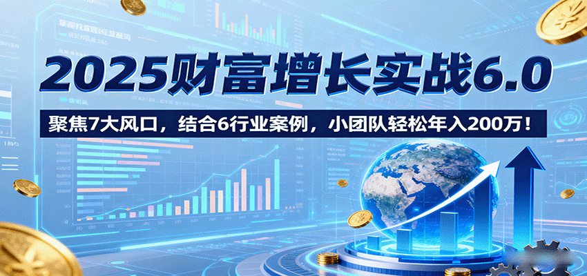 2025财富增长实战6.0，聚焦7大风口，结合6行业案例，小团队轻松年入200万！-讯领网创