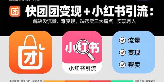 （15877期）快团团变现+小红书引流：解决没流量、难变现、缺帮卖三大痛点 实现月入3w+-讯领网创