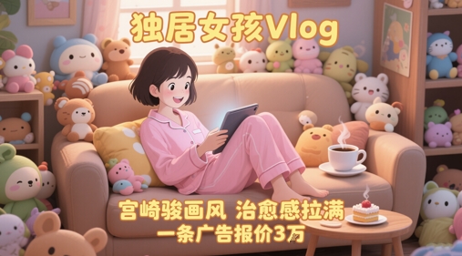 单个账号涨粉71W！用AI制作独居女孩Vlog，宫崎骏画风，治愈感拉满，一条广告报价3W-讯领网创
