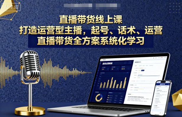 直播带货线上课，打造运营型主播，起号、话术、运营，直播带货全方案系统化学习-讯领网创