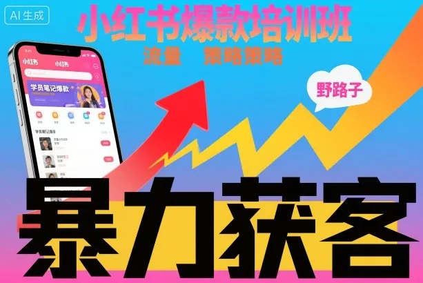 小红书爆款培训班，小红书获客野路子流量打法，暴力持续获客-讯领网创