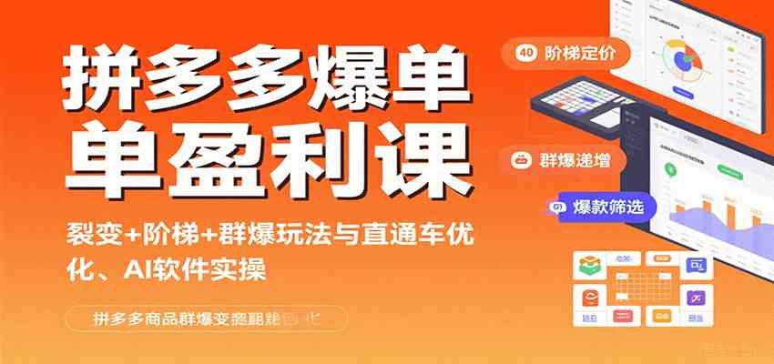 拼多多爆单盈利课：裂变+阶梯+群爆玩法与直通车优化、AI 软件实操-讯领网创