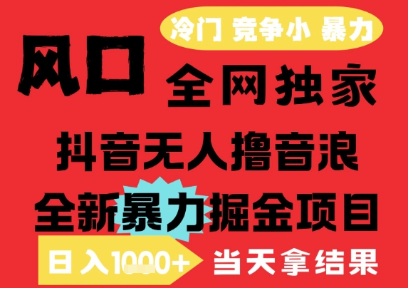 25年6月高爆抖音无人直播最新撸音浪掘金项目，解放双手小白可做，无脑日入1k+，门槛低【揭秘】-讯领网创