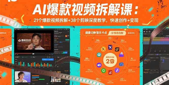 （15741期）AI爆款视频拆解课：21个爆款视频拆解+38个剪映深度教学，快速创作+变现-讯领网创