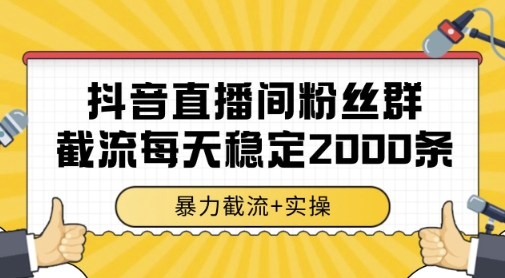 抖音直播间粉丝群暴力截流，一台电脑每天稳定2000条数据，暴力截流+实操 【揭秘】-讯领网创