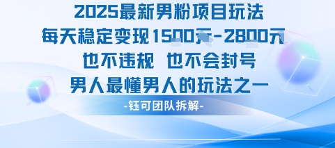 2025最新男粉项目玩法每天变现1k+也不违规也不会封号男人最懂男人的玩法-讯领网创