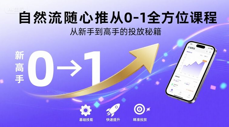 自然流随心推从0-1全方位课程，从新手到高手的投放秘籍-讯领网创