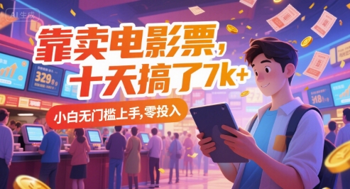 靠卖电影票，十天搞了7k+，小白无门槛上手，零投入【揭秘】-讯领网创