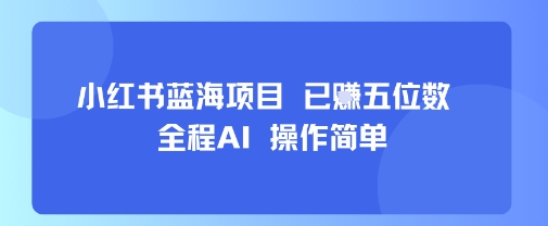 小红书蓝海项目，全程AI，操作简单，已挣五位数-讯领网创