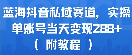 蓝海抖音私域赛道，实操单账号当天变现288+(附教程)-讯领网创