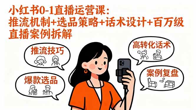 （16002期）小红书0-1直播运营课：推流机制+选品策略+话术设计+百万级直播案例拆解-讯领网创
