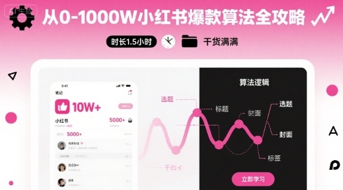 从0-1000W小红书爆款算法全攻略，时长1.5小时，干货满满-讯领网创