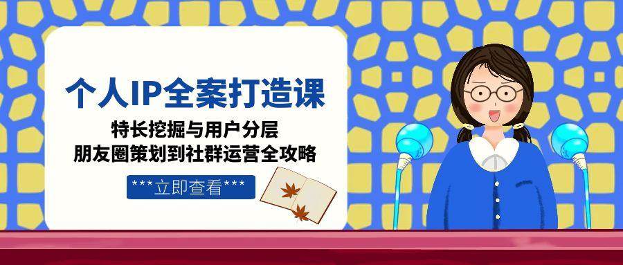 个人IP全案打造课，特长挖掘与用户分层，朋友圈策划到社群运营全攻略-讯领网创