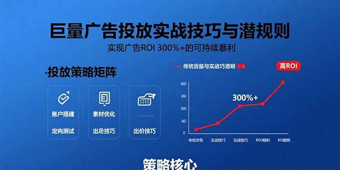 （15626期）巨量广告投放实战技巧与潜规则：实现广告ROI 300%+的可持续暴利-讯领网创
