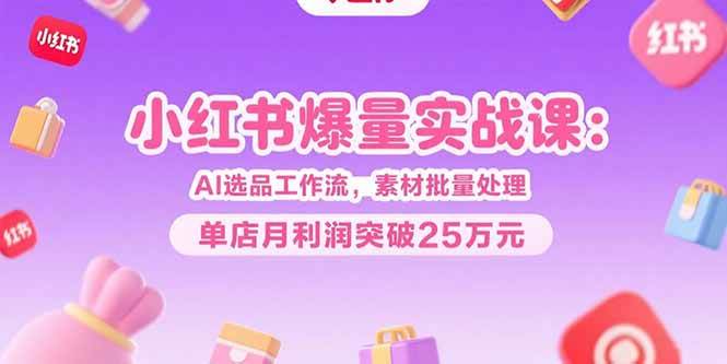 （15462期）小红书爆量实战课：AI选品工作流，素材批量处理，单店月利润突破25万元-寒山客