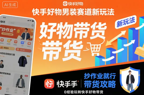 快手好物男装赛道新玩法，抄作业就行，0经验玩转快手好物带货-讯领网创