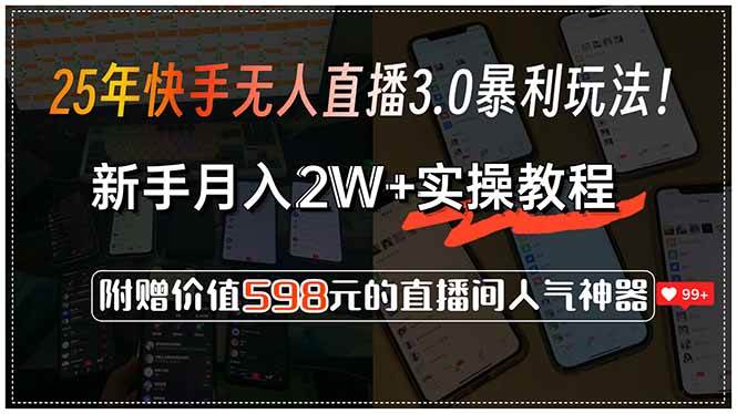 （15335期）25年快手无人直播3.0暴利玩法！，新手月入2W+实操教程，附赠价值598元…-寒山客