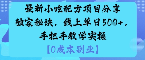 最新小吃配方项目分享独家秘诀，线上单日5张，手把手教学实操-讯领网创
