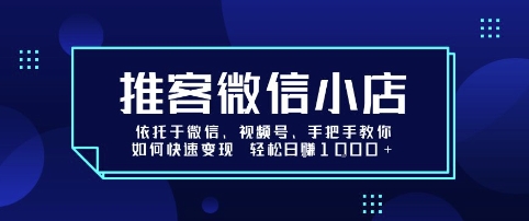 推客微信小店依托于微信、视频号，手把手教你如何快速变现 轻松日入1k+【揭秘】-讯领网创