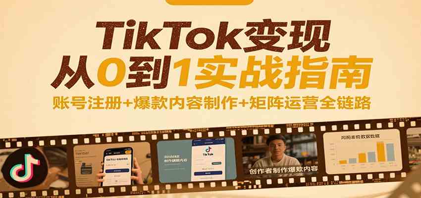 TikTok变现从0到1实战指南：账号注册+爆款内容制作+矩阵运营全链路-讯领网创