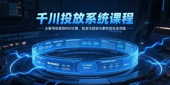 （15263期）千川投放系统课程，从账号标签到ROI计算，包含冷启动与素材优化全流程-讯领网创