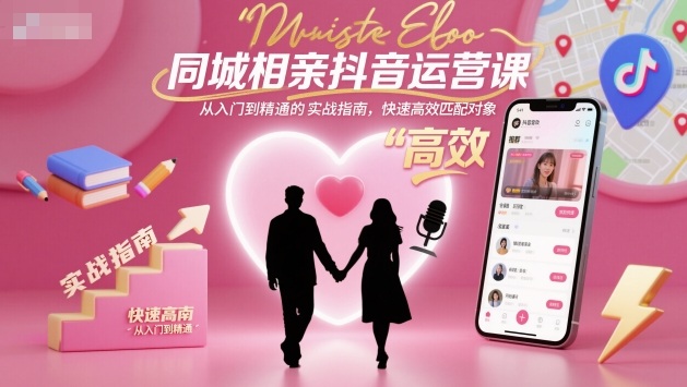 同城相亲抖音运营课，从入门到精通的实战指南，快速高效匹配对象-讯领网创