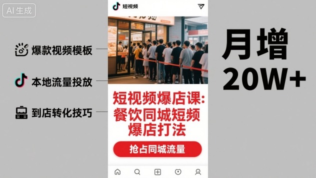 短视频爆店课，餐饮同城短视频爆店打法-讯领网创