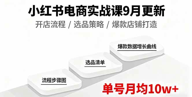 （16120期）小红书电商实战课9月更新，开店流程/选品策略/爆款店铺打造，单号月均10w+-讯领网创