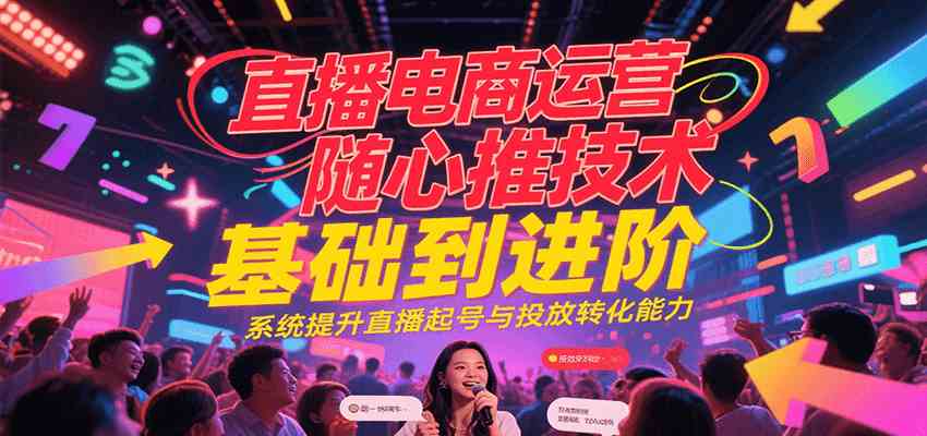 直播电商运营随心推投放技术基础到进阶，系统提升直播起号与投放转化能力-讯领网创