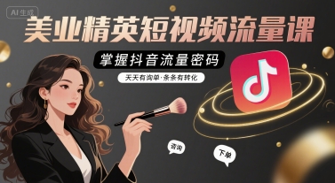 美业精英短视频流量课，掌握抖音流量密码，天天有询单，条条有转化-讯领网创