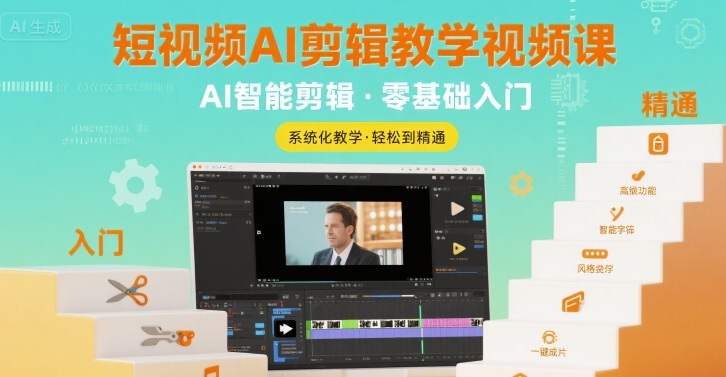 短视频AI剪辑教学视频课，入门到精通-讯领网创