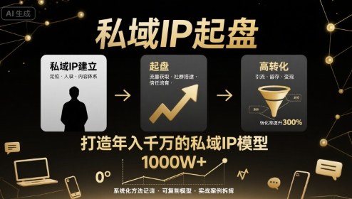 私域IP起盘，私域ip建立、起盘、高转化，打造年入千万的私域ip模型-讯领网创