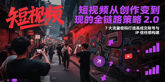 短视频从创作到变现的全链路策略2.0，7大流量密码构建IP信任感打造高成交账号-讯领网创