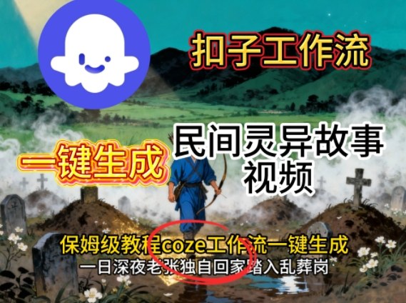 Coze扣子工作流一键生成民间灵异故事视频，保姆级教程搭建教学-讯领网创