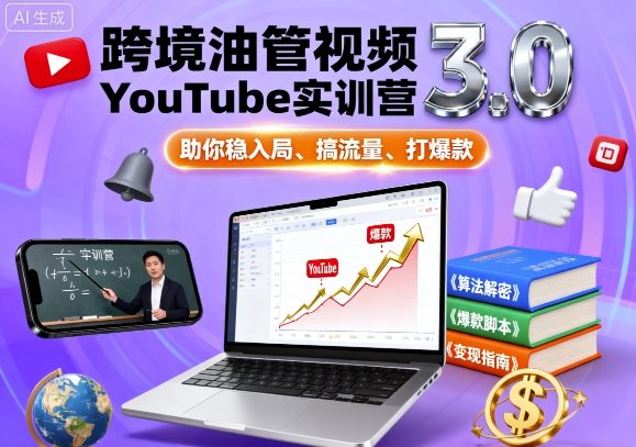 跨境油管视频YouTube实训营3.0，助你稳入局、搞流量、打爆款-讯领网创