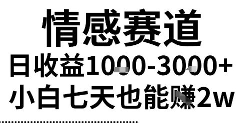2025最新风口情感无脑暴力掘金项目，新人操作一周挣了2W，长期稳定小白可做【揭秘】-讯领网创