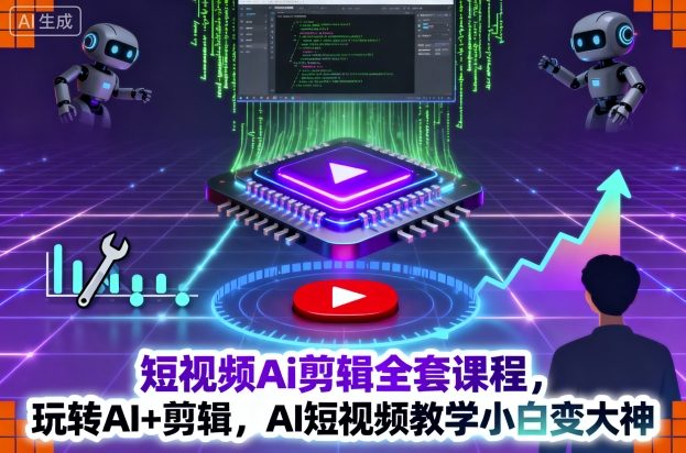 短视频Ai剪辑全套课程，玩转AI+剪辑，AI短视频教学小白变大神-讯领网创