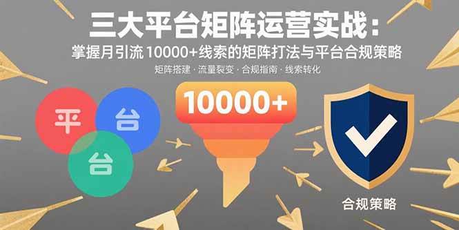 （15841期）三大平台矩阵运营实战：掌握月引流10000+线索的矩阵打法与平台合规策略-寒山客