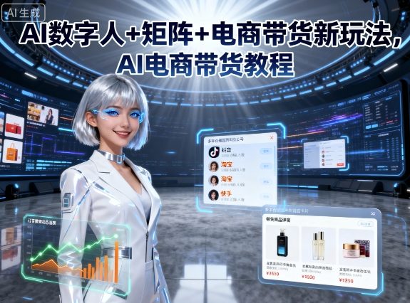 AI数字人+矩阵+电商带货新玩法，AI电商带货教程-讯领网创