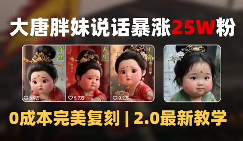 AI大唐胖贵妃说话2.0，40条视频暴涨40w粉，附独家变现攻略-讯领网创