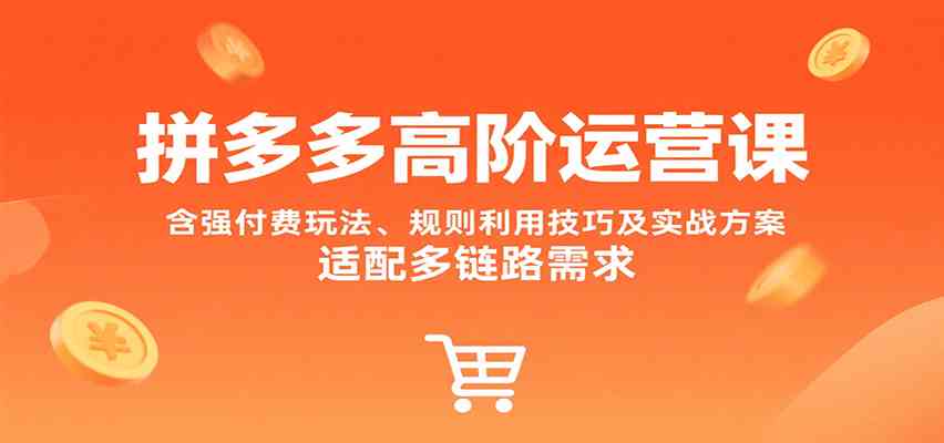 拼多多高阶运营课，含强付费玩法、规则利用技巧及实战方案，适配多链路需求-讯领网创