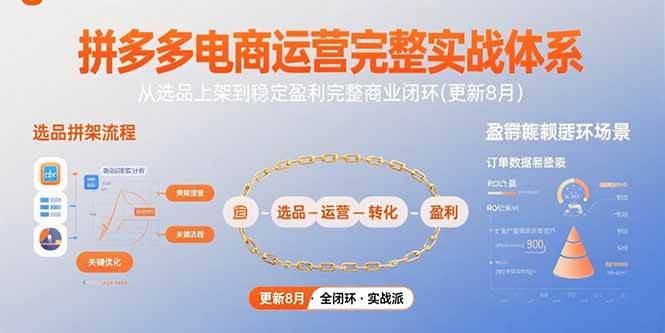（15579期）拼多多电商运营完整实战体系，从选品上架到稳定盈利完整商业闭环(更新8月)-讯领网创