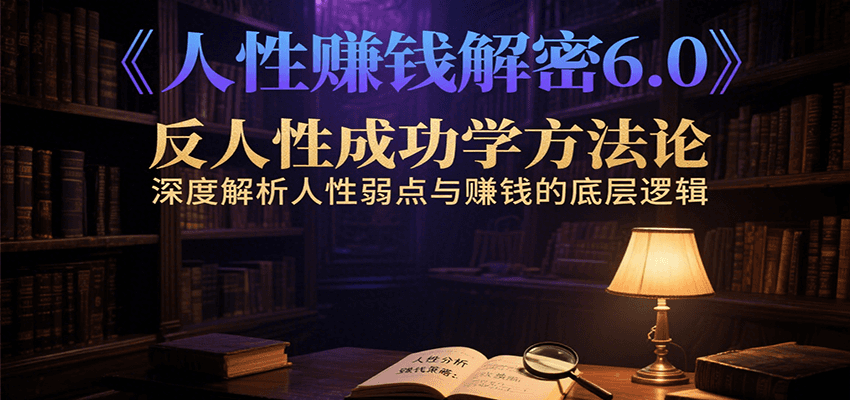 人性赚钱解密6.0，反人性成功学方法论，深度解析人性弱点与赚钱的底层逻辑-讯领网创
