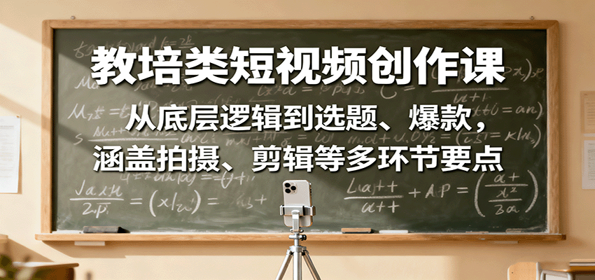 教培类短视频创作课：从底层逻辑到选题、爆款，涵盖拍摄、剪辑等多环节要点-讯领网创