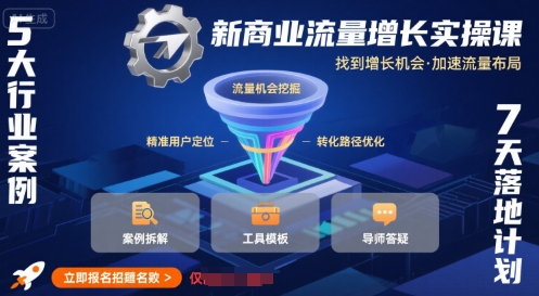 新商业流量增长实操课，找到增长机会，加速流量布局-讯领网创