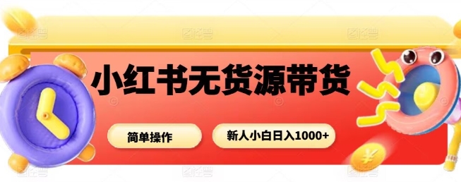 小红书无货源带货项目，简单无脑，新人小白日入多张-讯领网创