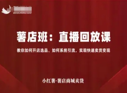 小红薯薯店商城卖货直播回放课，教你如何开店选品、如何系统引流，实现快速卖货变现-讯领网创