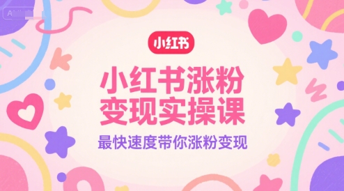小红书涨粉变现实操课，最快速度带你涨粉变现-讯领网创