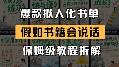 最新爆款拟人化书单玩法，假如书籍会说话，保姆级教程-讯领网创